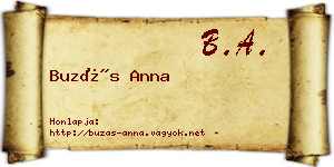 Buzás Anna névjegykártya